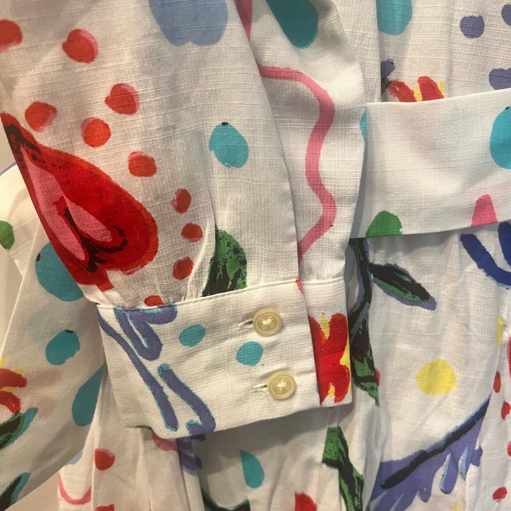 LOFT Red and Blue A-Line Shirt Dress - Picture 7 of 13